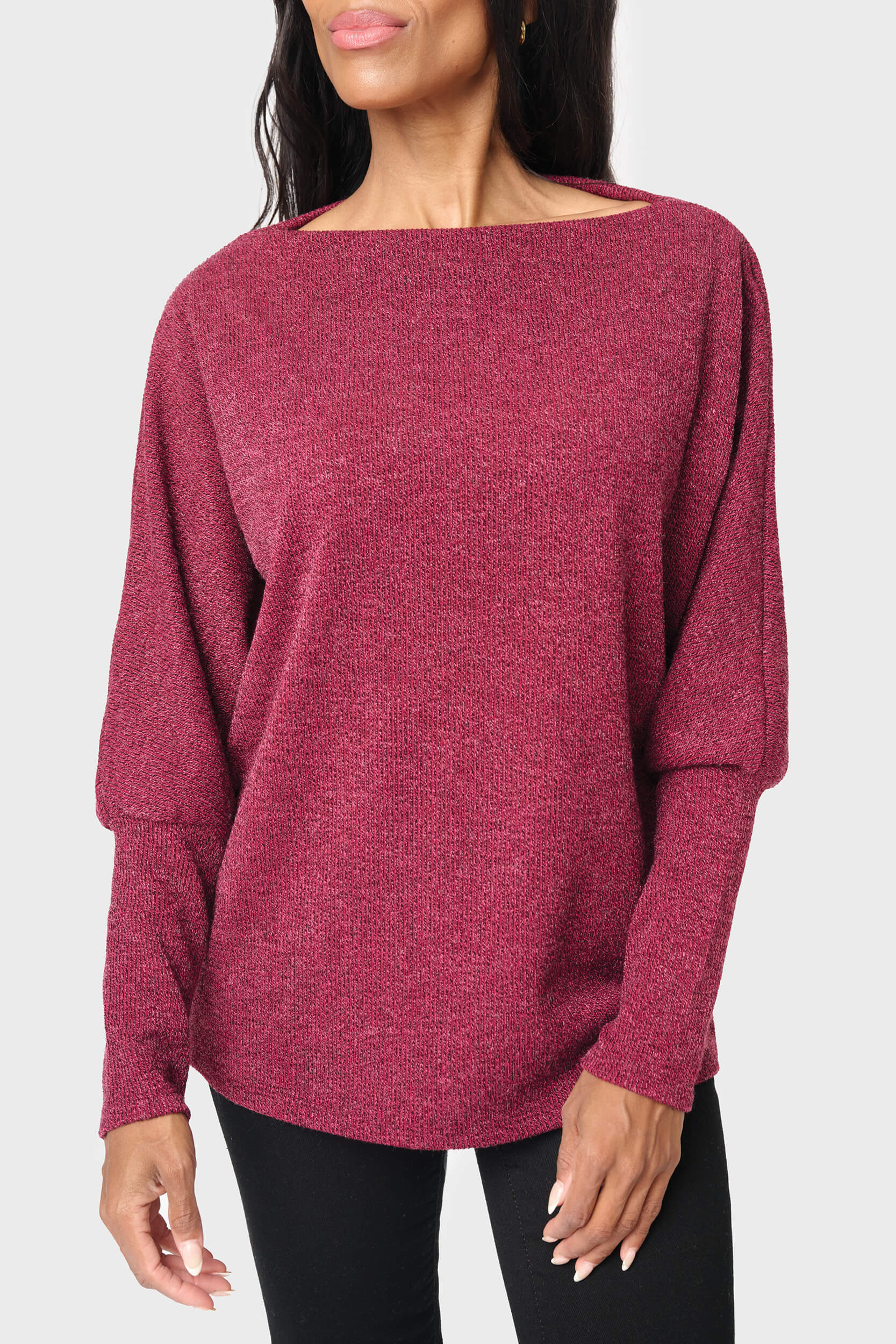 Slouchy Knit Chenille Open Neck Sweater – Gibsonlook