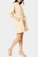Ambition Puff Sleeve Belted Dress