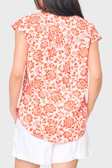 Cap Sleeve Notch Neck Blouse