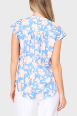 Cap Sleeve Notch Neck Blouse