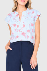 Cap Sleeve Notch Neck Blouse