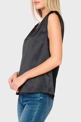 Reverly Cinched Detail Satin Top