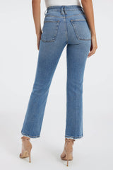 Front of women wearing the Good American Good Curve Straight Jeans