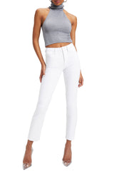 Front of women wearing the Good American Good Straight Jeans