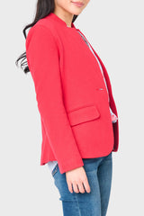 Notch Collar Blazer in Red Lipstick
