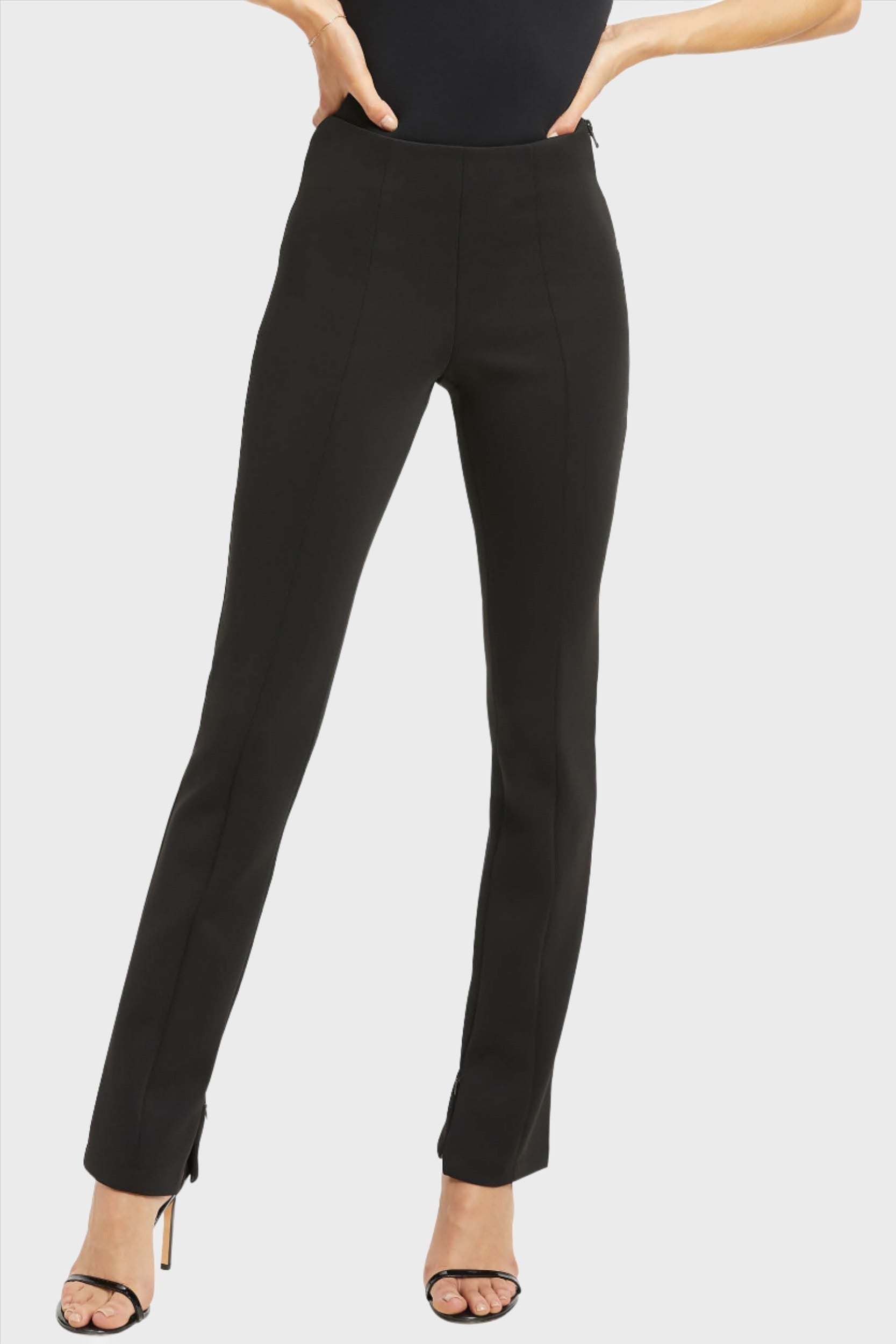Front of women wearing the Good American Scuba Flare Pants