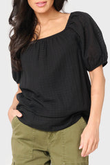 Gauze Off Shoulder Blouson Top