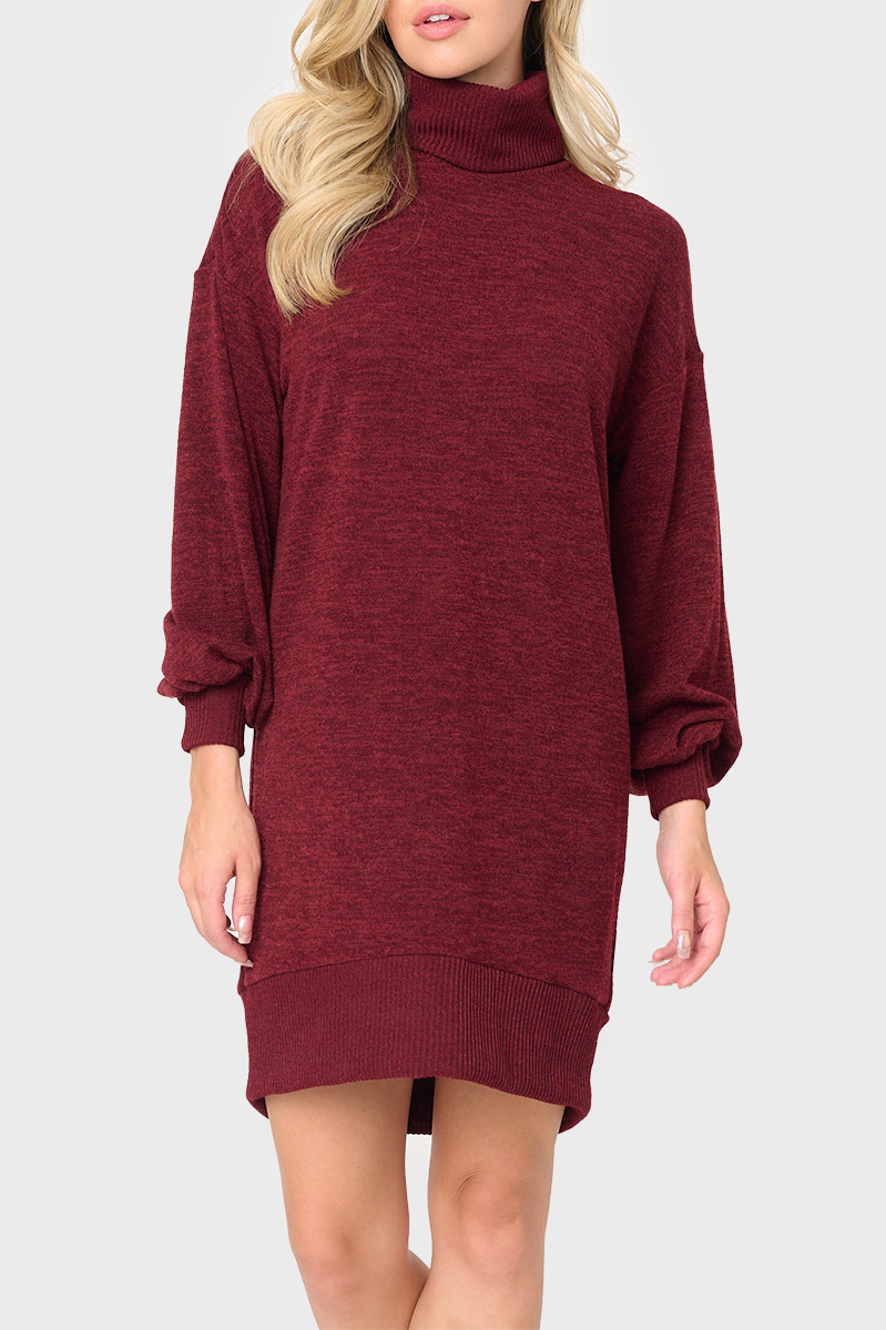 Blouson Sleeve Turtleneck Sweater Dress – Gibsonlook