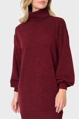Blouson Sleeve Turtleneck Sweater Dress