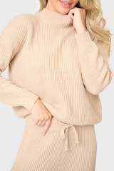 Funnel Neck Long Sleeve Cozy Ribbed Sweater
