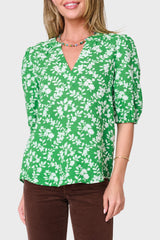 Meadow Puff Sleeve V-Neck Gauze Top