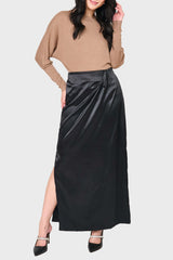 Satin Maxi Skirt With Pleat Details