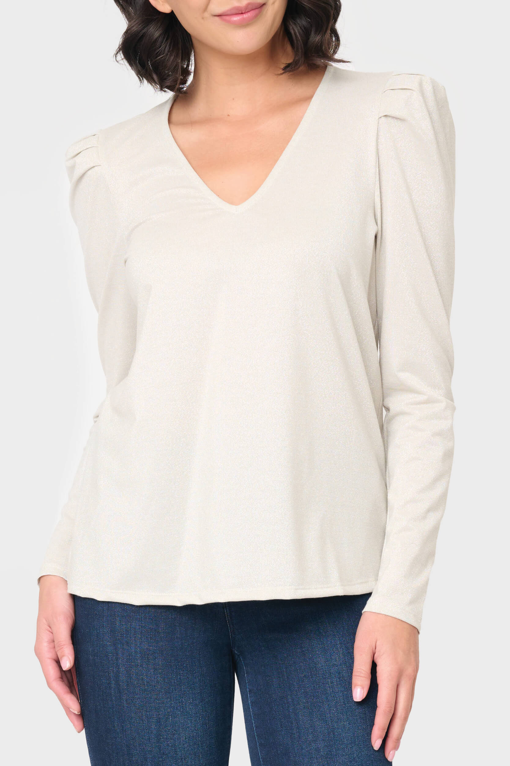 Blouson Sleeve V-Neck Blouse – Gibsonlook