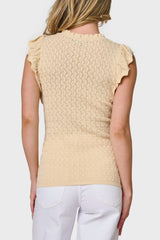 Pointelle Sweater Tank With Flutter Sleeve