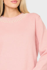 Soiree Sweater With Pearl Embellished Collar