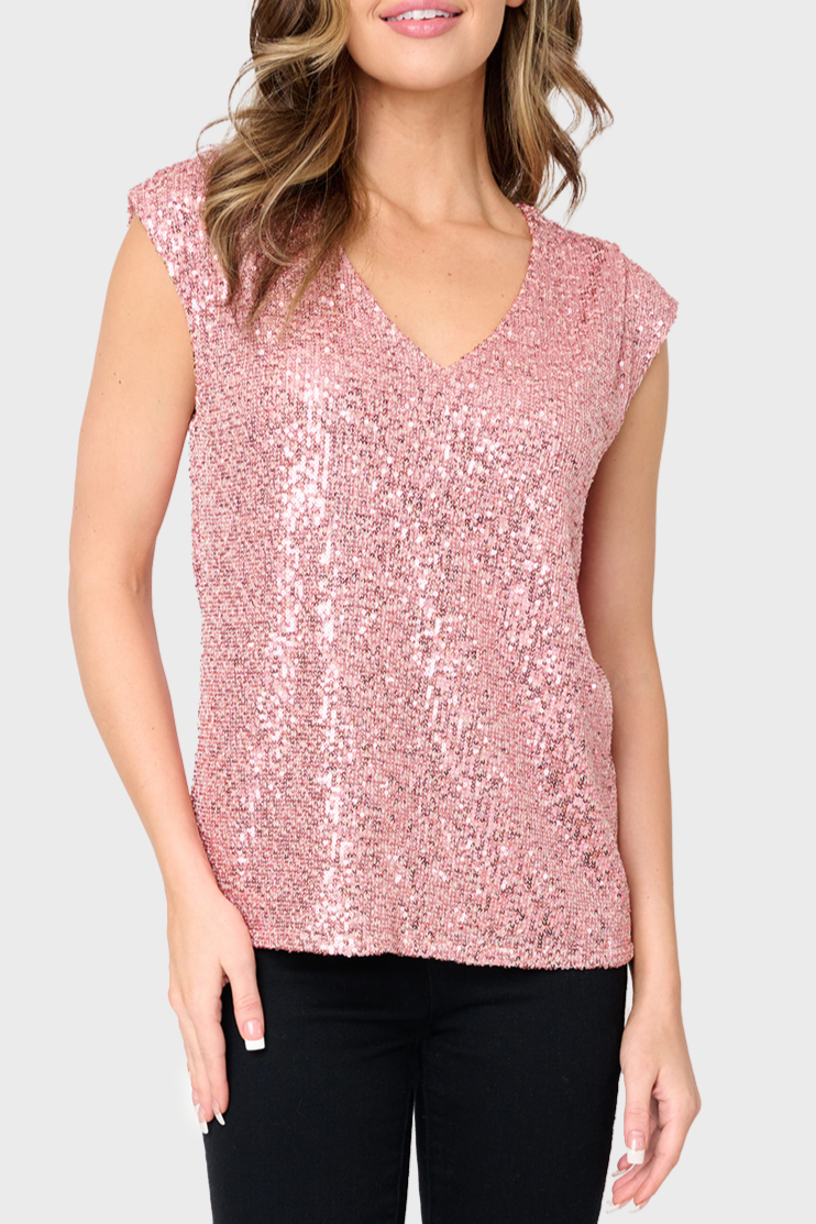 V neck top sparkle top