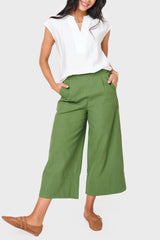 Wide Hem Cropped Linen Pant