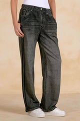 Elan Jojo Denim Track Sweatpants Charcoal