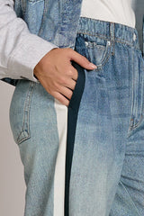 Elan Kaya Double Stripe Sweatpant Jeans Navy White Stripe