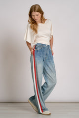 Elan Kaya Double Stripe Sweatpant Jeans Red White Stripe