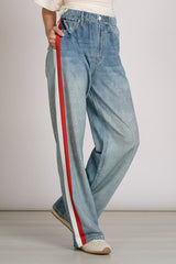 Elan Kaya Double Stripe Sweatpant Jeans Red White Stripe