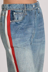 Elan Kaya Double Stripe Sweatpant Jeans Red White Stripe