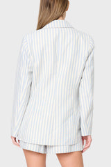 Long Line Striped Linen Blazer