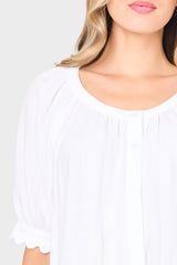 Lily Scallop Puff Sleeve Linen Top