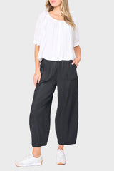 Linen Barrel Cropped Pant