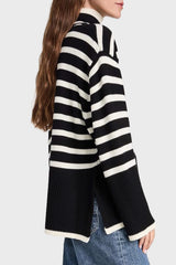 Moon River Stripe Turtleneck Sweater