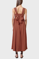 Moon River Pintucked Tie Midi Dress