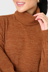 Ribbed knit turtleneck detail