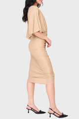 Knit Cinch Surplice Midi Dress