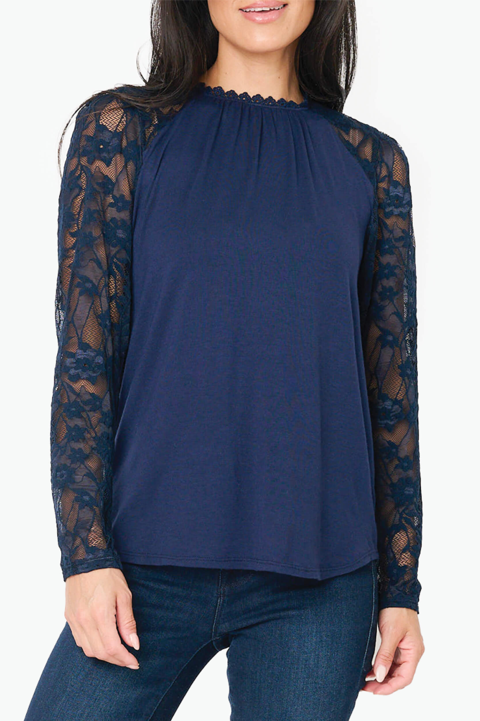 Cyndi Mixed Knit Lace Top – Gibsonlook