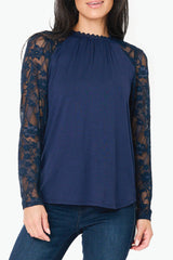 Cyndi Mixed Knit Lace Top