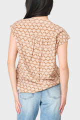 Cap Sleeve Notch Neck Blouse