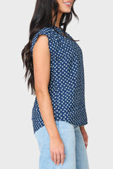 Cap Sleeve Notch Neck Blouse