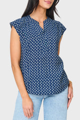 Cap Sleeve Notch Neck Blouse