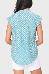 Cap Sleeve Notch Neck Blouse