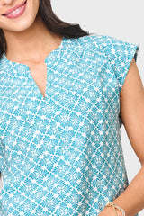 Cap Sleeve Notch Neck Blouse