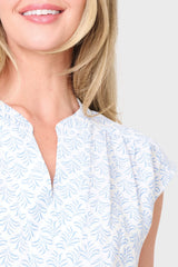 Cap Sleeve Notch Neck Blouse