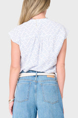 Cap Sleeve Notch Neck Blouse