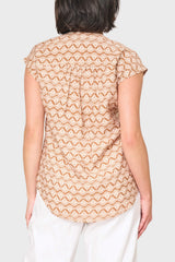 Cap Sleeve Notch Neck Blouse