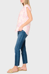 Cap Sleeve Notch Neck Blouse