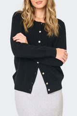NYDJ Cashmere Crewneck Cardigan in Black