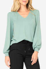 V-Neck Blouson Sleeve Sweater