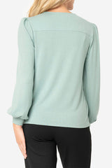 V-Neck Blouson Sleeve Sweater