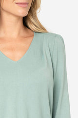 V-Neck Blouson Sleeve Sweater