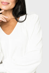 V-Neck Blouson Sleeve Sweater