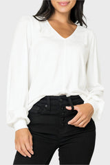 V-Neck Blouson Sleeve Sweater